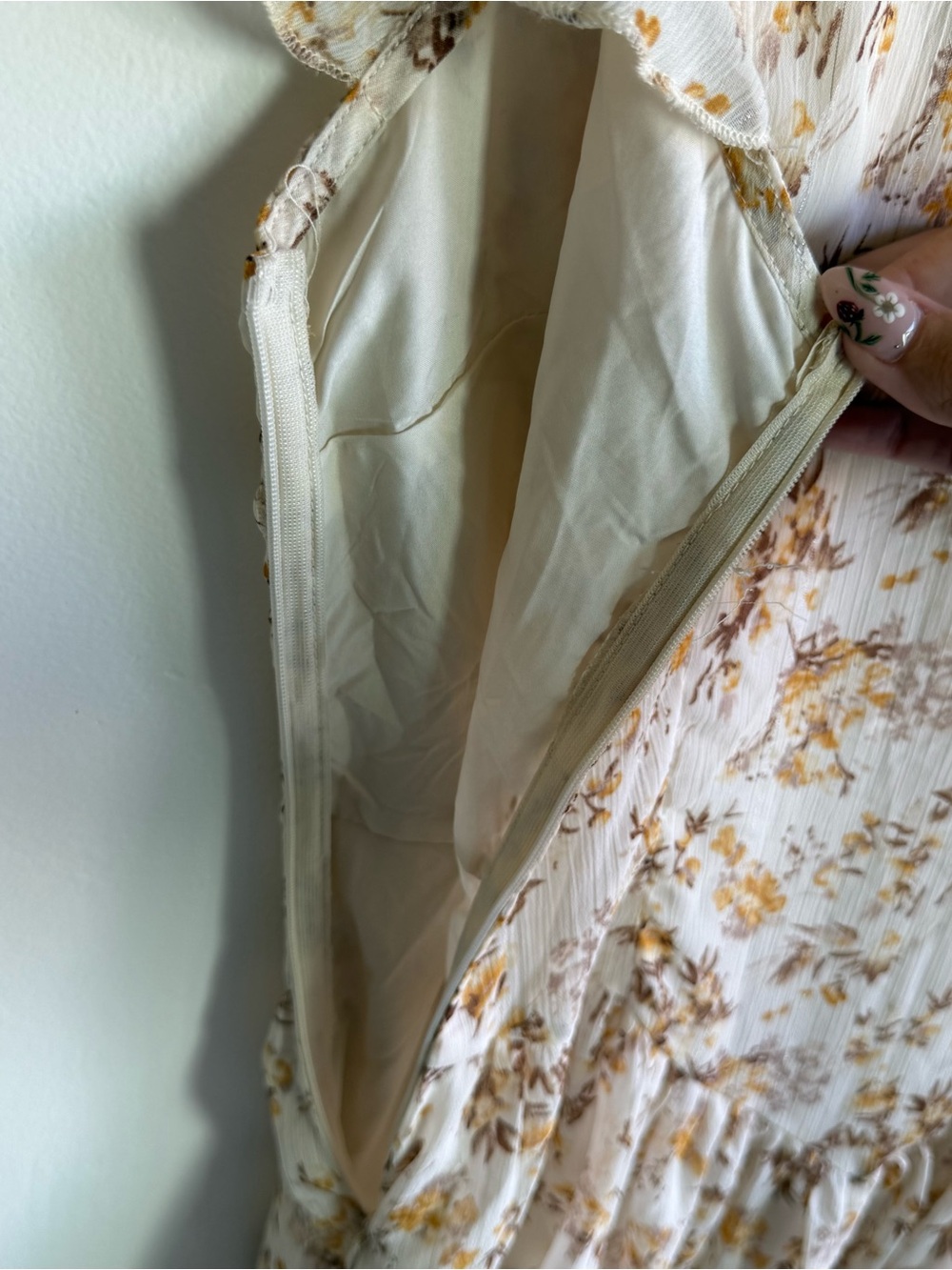 Cider Ditsy Floral Drop-Waist Cottagecore Fairy Mini Dress size Medium - Picture 4 of 6
